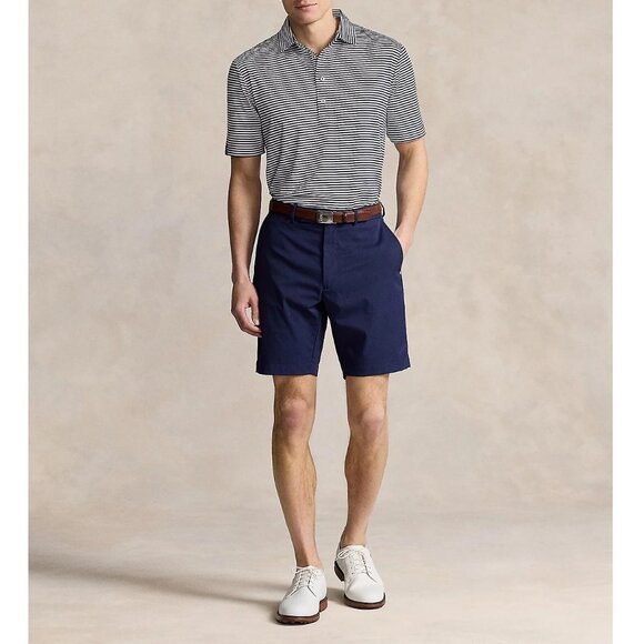 Ralph Lauren RLX Men's Striped Polo Shirt Logo Moisture Wicking Polyester Navy - Picture 5 of 6